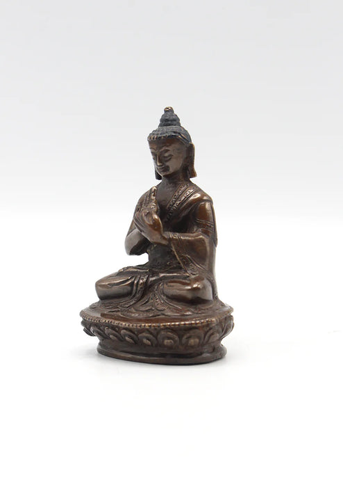 3-Inches Copper Oxidized Vairochana Buddha Statue - Serene Mahayana Representation