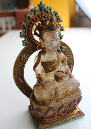 7-Inch Crystal Buddha Statue - Gold Plated Meditative Pose - 2