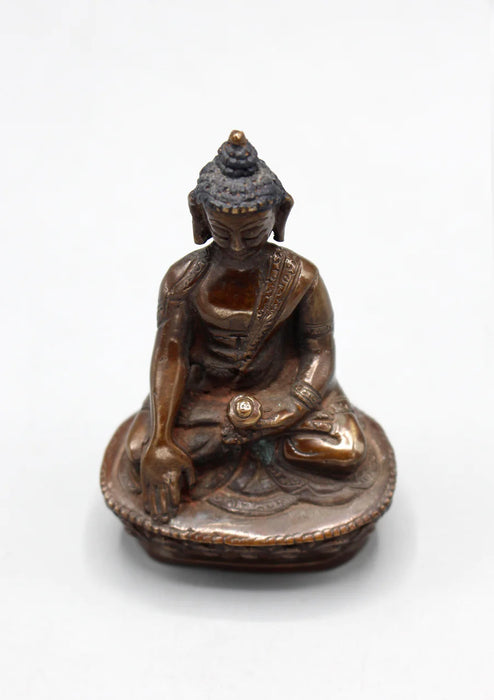 3-Inch Copper Oxidized Shakyamuni Buddha Statue - Meditative Pose