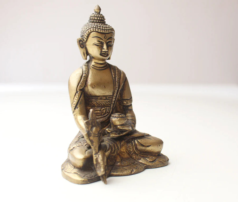 5 Inch Brass Medicine Buddha Statue - Handcrafted in Nepal