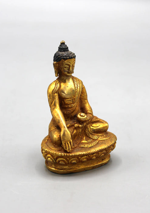 3-Inch Gold Plated Shakyamuni Buddha Statue - Elegant Meditation Sculpture