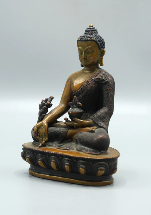 5.5-Inch Healing Medicine Buddha Copper Statue - Handmade in Nepal