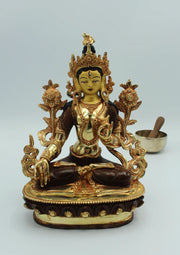 8-Inch Gold-Plated White Tara Statue - Unique Handcrafted Copper Sculpture - 5