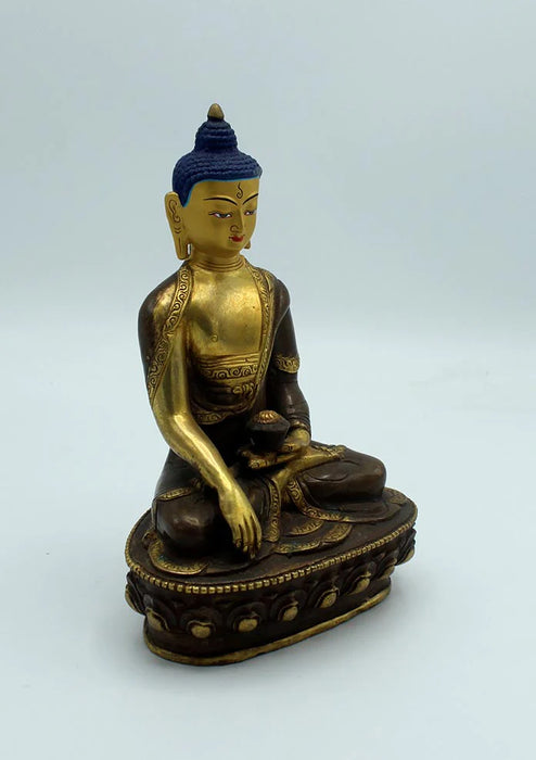 8 Inch Gold Plated Copper Shakyamuni Buddha Statue