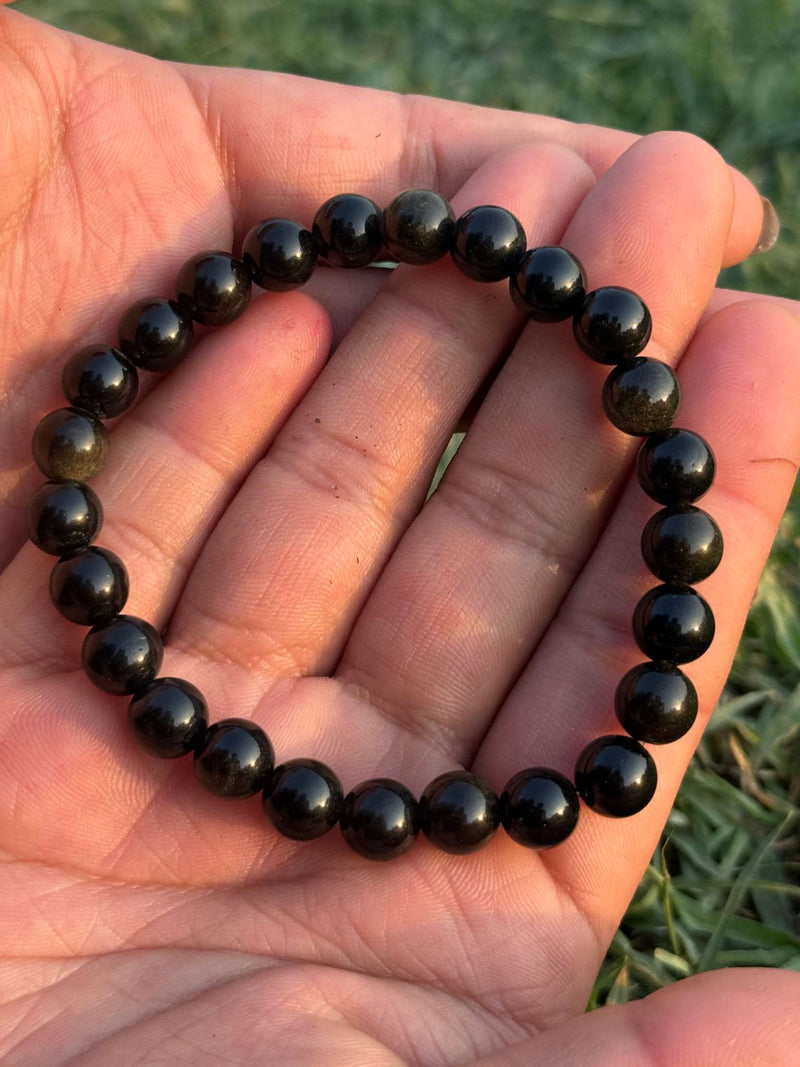 Black Obsidian Gemstone Bracelet – 8mm Natural Stretch Bracelet