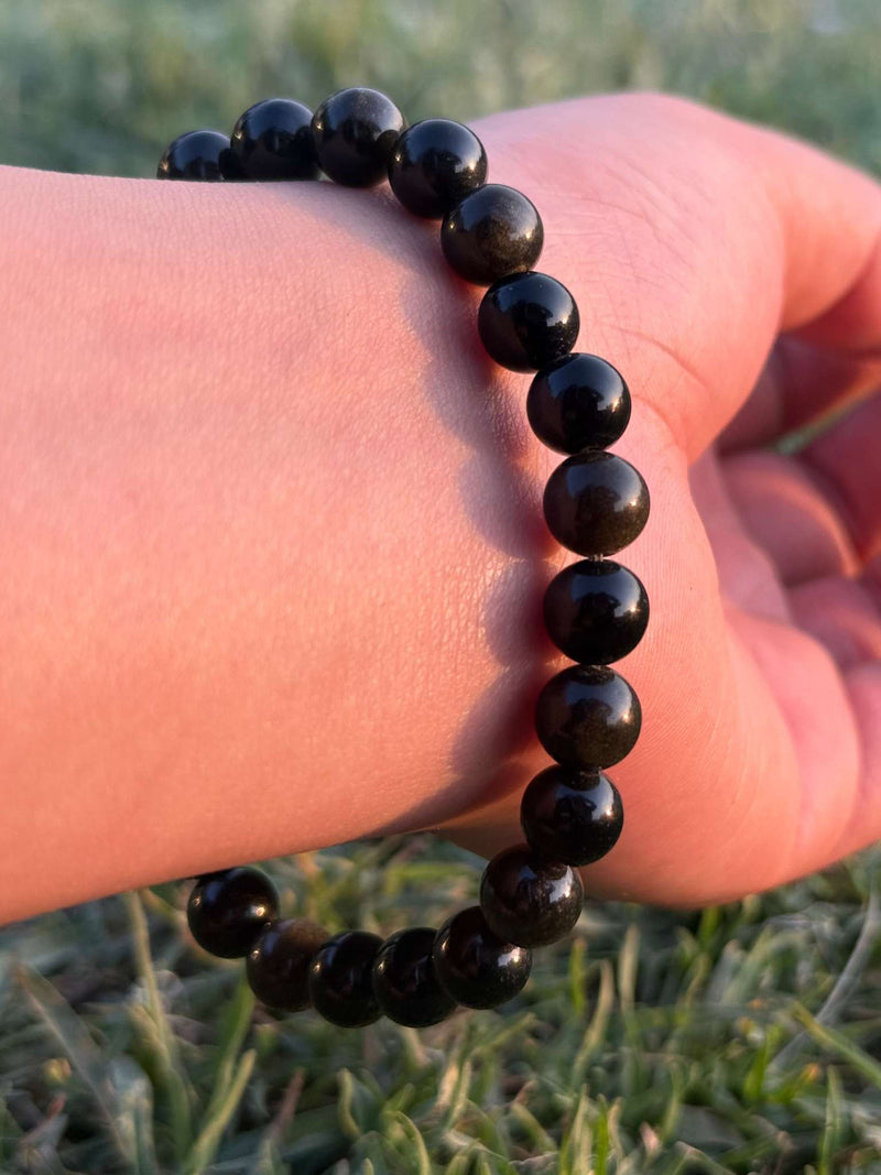 Black Obsidian Gemstone Bracelet – 8mm Natural Stretch Bracelet