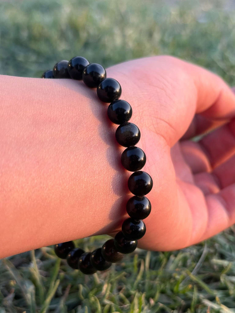 Black Obsidian Gemstone Bracelet – 8mm Natural Stretch Bracelet