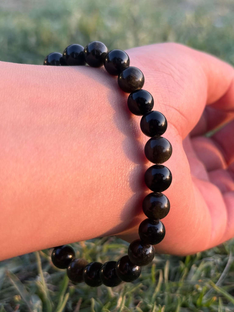 Black Obsidian Gemstone Bracelet – 8mm Natural Stretch Bracelet