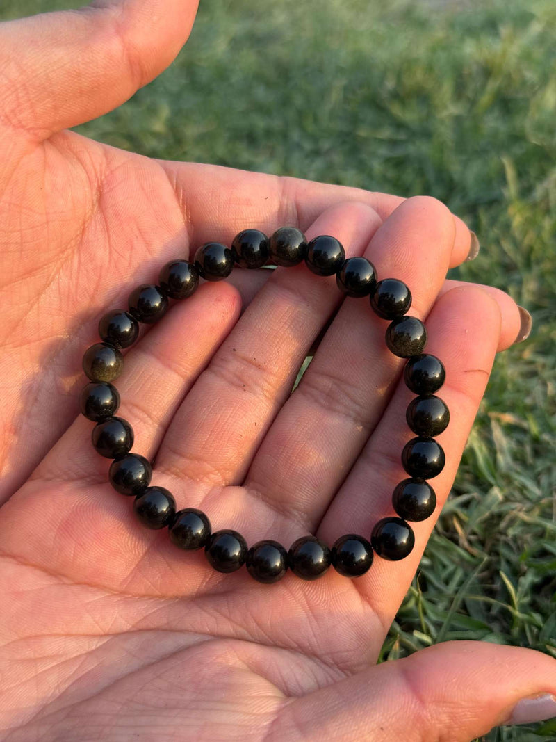 Black Obsidian Gemstone Bracelet – 8mm Natural Stretch Bracelet