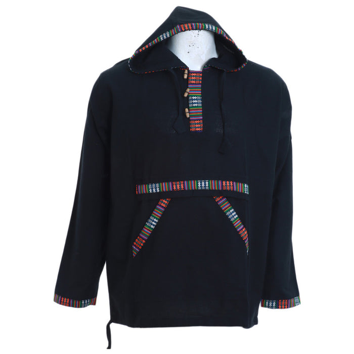 Fair Trade Nepal Light Cotton Hoodie, Black