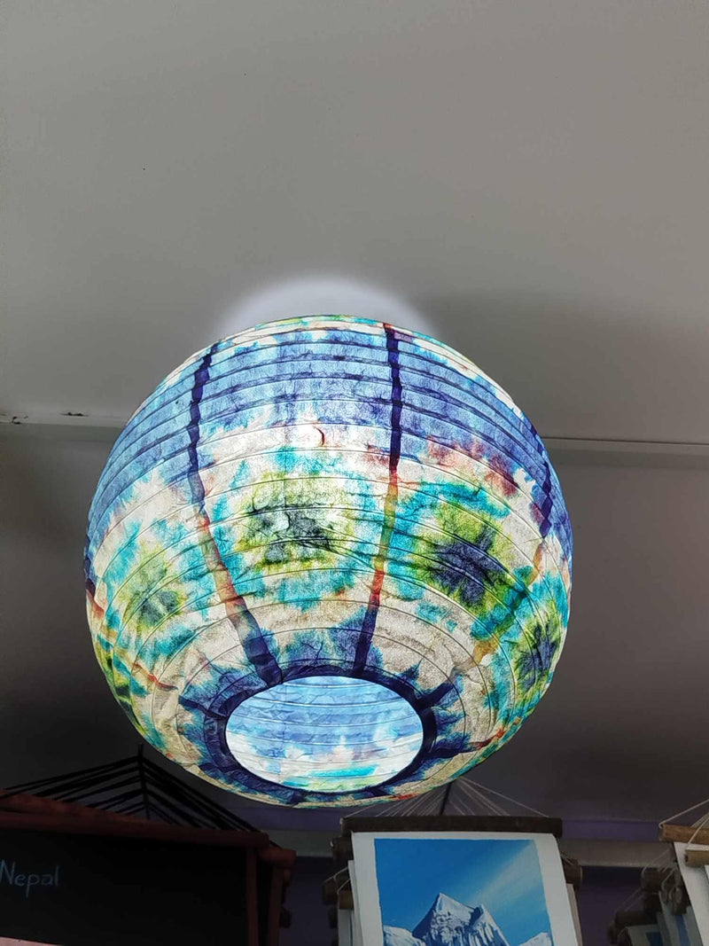 Lokta Paper Lampshade – Handmade Lantern Shade– Nepali Kagaj – Tie Dye