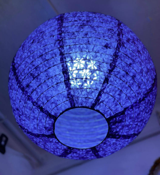 Handmade Lokta Paper Lampshade -Round Shape - Hanging Lampshades, Blue