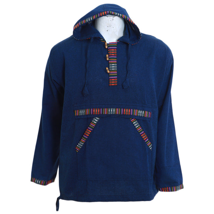 Fair Trade Nepal Light Cotton Hoodie, Blue