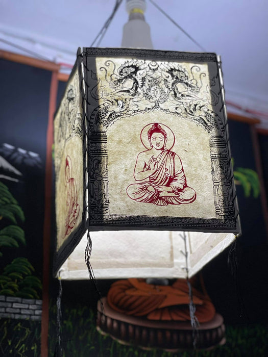 Red Buddha - Lokta Paper Lamp Shade square