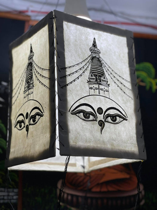 Buddha Eye Boudhanath - Lokta Paper Lamp Shade square