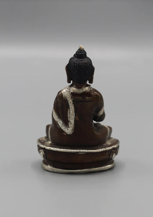 3.3-Inch Silver Robe Copper Vairochana Buddha Statue