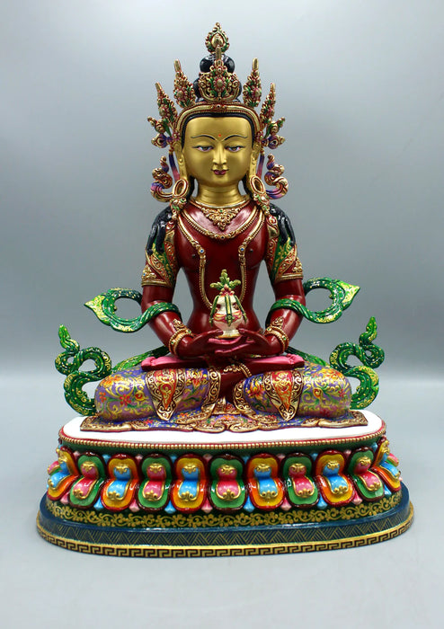 13-Inches Gold Plated Hand Painted Apparmita Buddha Statue - Exquisite Craftsmanship