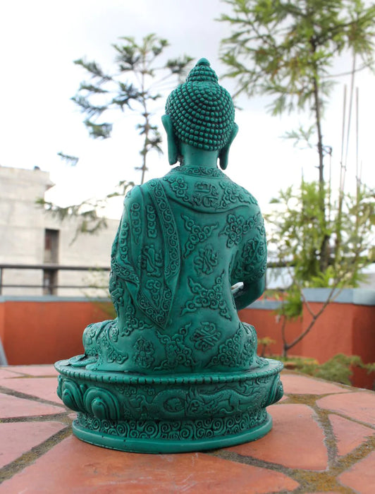 Turquoise Amitabha Buddha Resin Statue - Handmade, and Exquisite