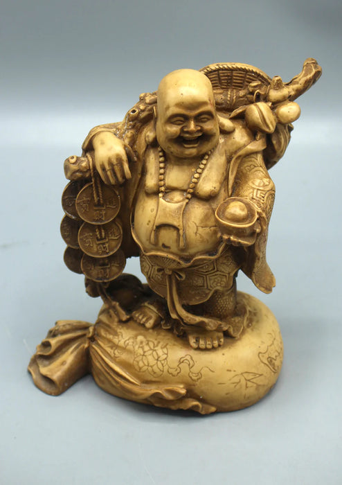 7-Inch Laughing Buddha Resin Statue - Symbol of Happiness and Prosperity