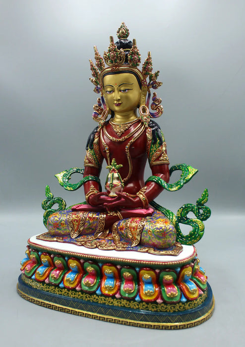 13-Inches Gold Plated Hand Painted Apparmita Buddha Statue - Exquisite Craftsmanship