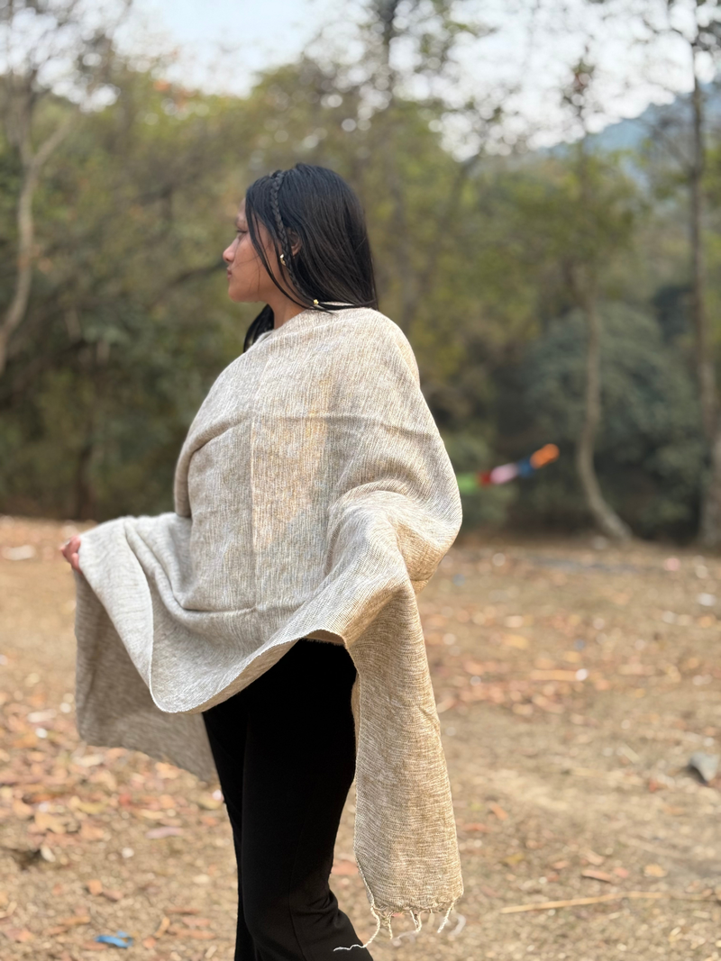 Soft Neutral Wool Wrap - Cream Yak Wool Blend