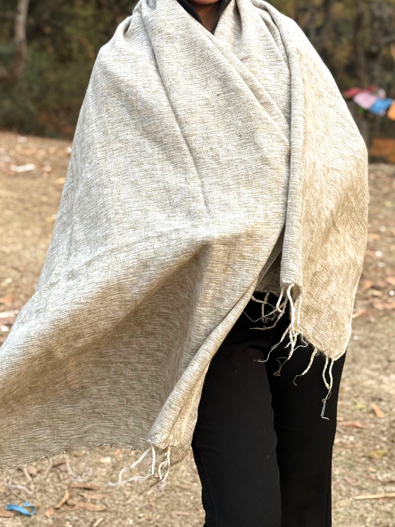 Soft Neutral Wool Wrap - Cream Yak Wool Blend