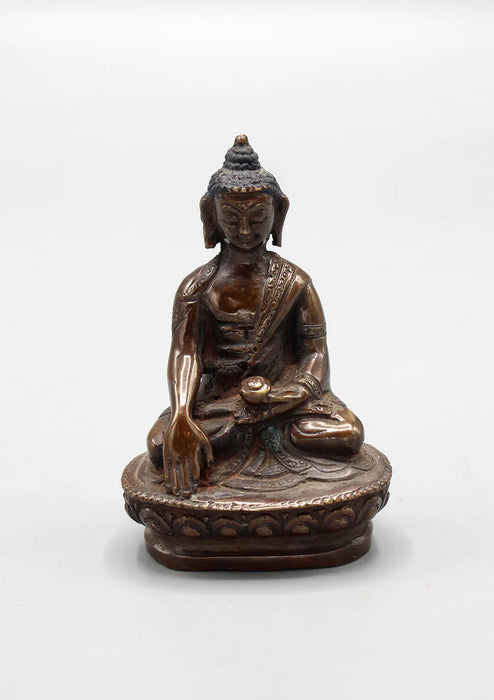 3-Inch Copper Oxidized Shakyamuni Buddha Statue - Meditative Pose