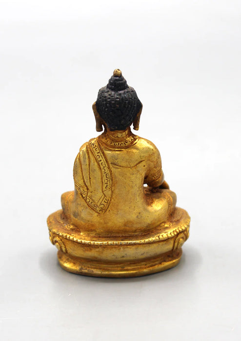 3-Inch Gold Plated Shakyamuni Buddha Statue - Elegant Meditation Sculpture