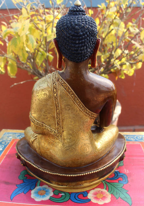 10.5-inch Gold Plated Buddha Shakyamuni Statue - Handcrafted Elegance