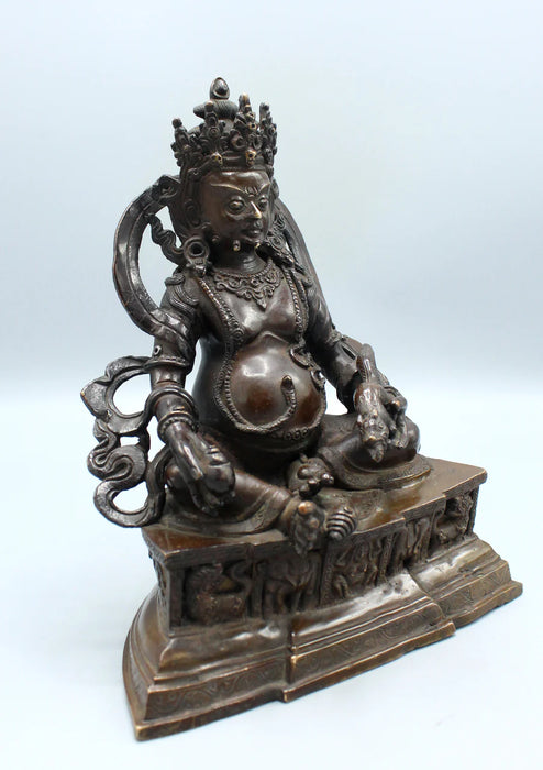 9-Inch Copper Kubera Jambahala Statue - God of Wealth and Prosperity