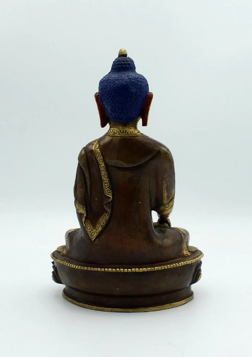 8 Inch Gold Plated Shakyamuni Buddha Statue - Copper Meditation Sculpture