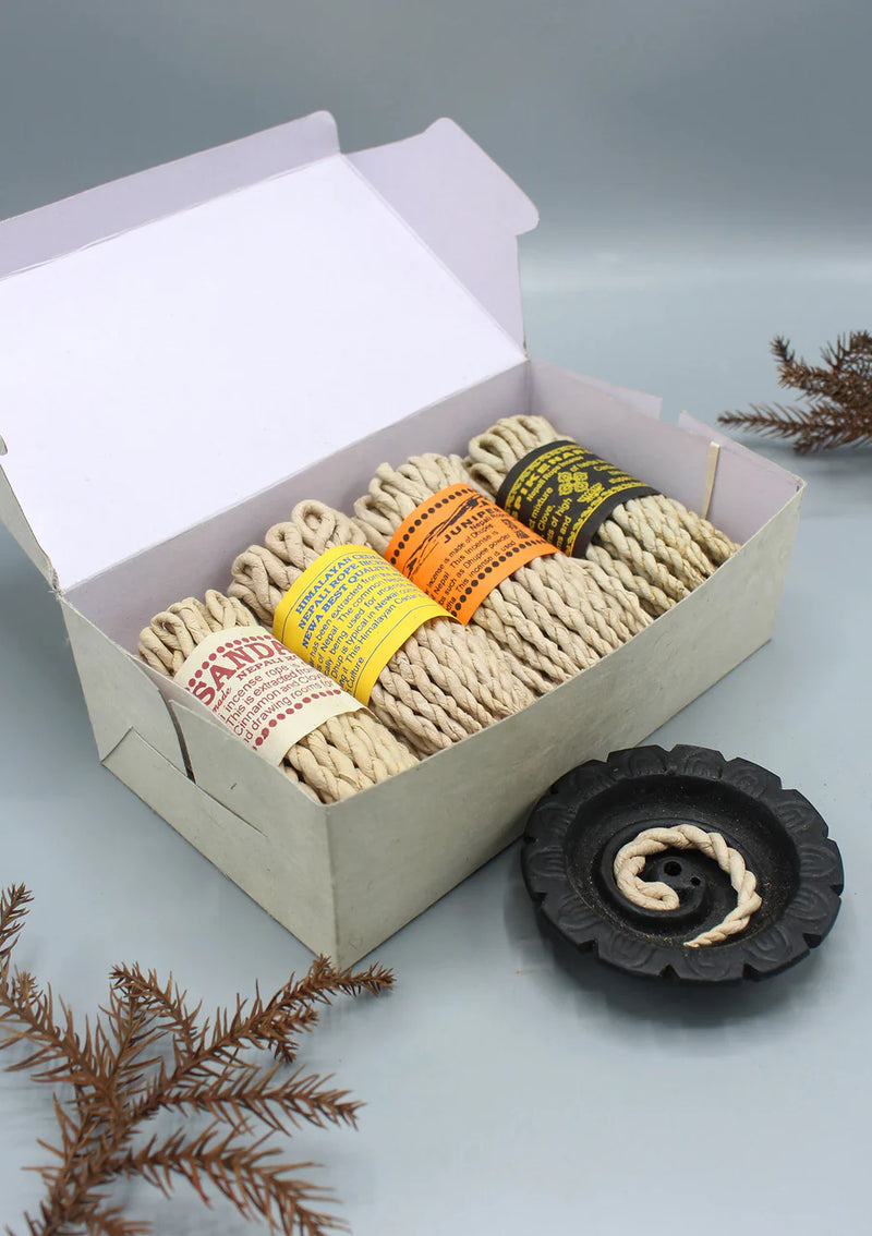 Nepali Rope Incense Gift Set with Clay Burner - 2