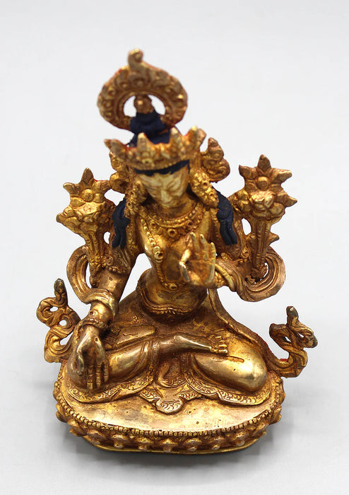 6 Inch Gold Plated White Tara Statue - Handcrafted Nepali Art