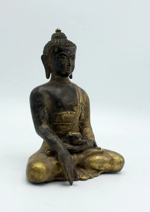 6 Inch Antique Copper Shakyamuni Buddha Statue - Nepal Crafted