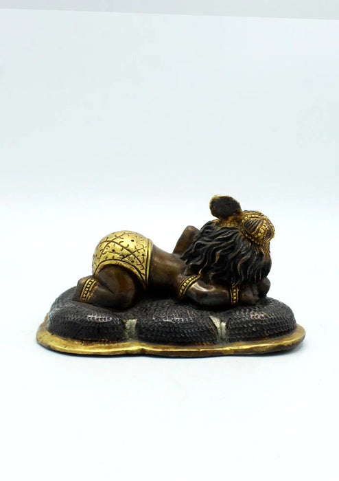 2.2 Inch Sleeping Baby Ganesha Brass Statue - Deity of Beginnings and Obstacle Removal