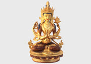 8 Inch Handmade Gold Plated Avalokisteswora Statue - Nepalese Craftsmanship - 4