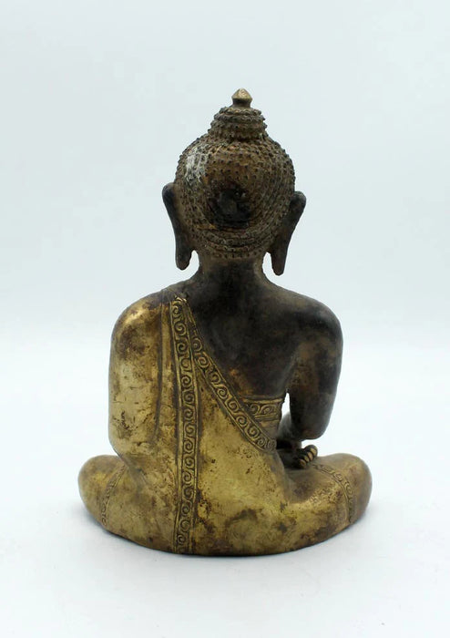 6 Inch Antique Copper Shakyamuni Buddha Statue - Nepal Crafted