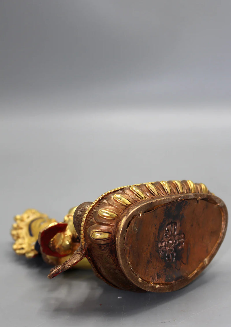 6 Inch Partly Gold Plated Copper Vajrasattva Statue - Handmade in Nepal - 1