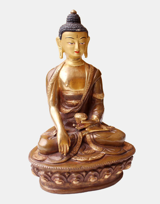 8-Inch Gold Plated Gautam Buddha Statue, Nepal - Sacred Teachings & Serenity