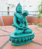 5-Inch Green Buddha Shakti Yab Yum Resin Statue