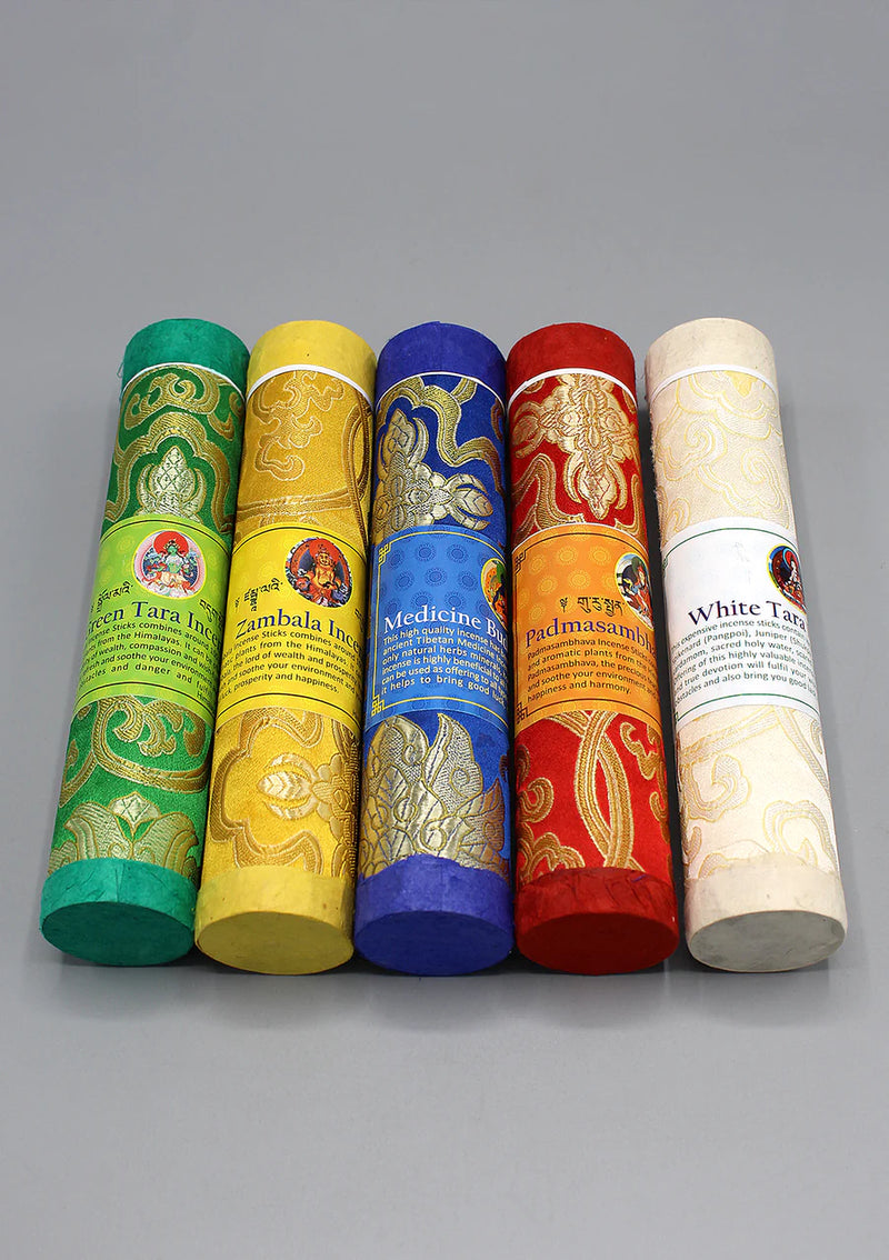 5-Piece Set: Brocade Tube Tibetan Deities Incense - 2