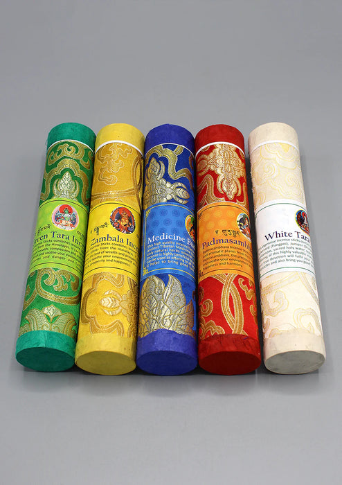 5-Piece Set: Brocade Tube Tibetan Deities Incense