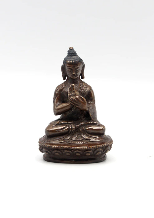 3-Inches Copper Oxidized Vairochana Buddha Statue - Serene Mahayana Representation