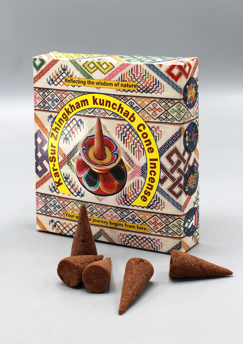 Bhutanese Kar-Sur Zhingkham Kunchab Cone Incense - Sacred Buddhist Offering