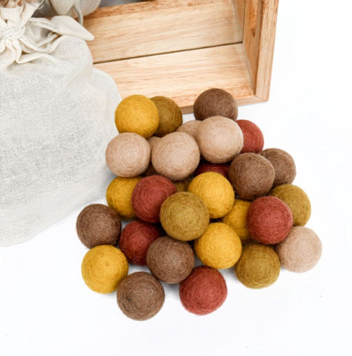 2cm Earth Tone Wool Felt Balls