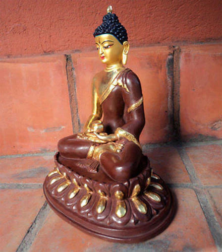 Amitabh Buddha Gold-Plated Copper Statue - Mastercrafted Meditation Art