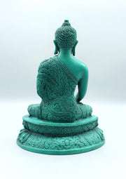 9-Inch Handmade Resin Shakyamuni Buddha Statue in Green - 1