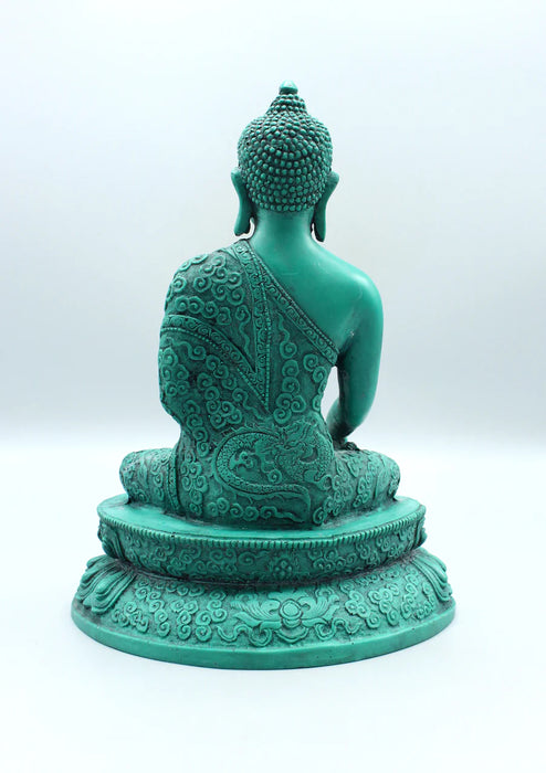 9-Inch Handmade Resin Shakyamuni Buddha Statue in Green