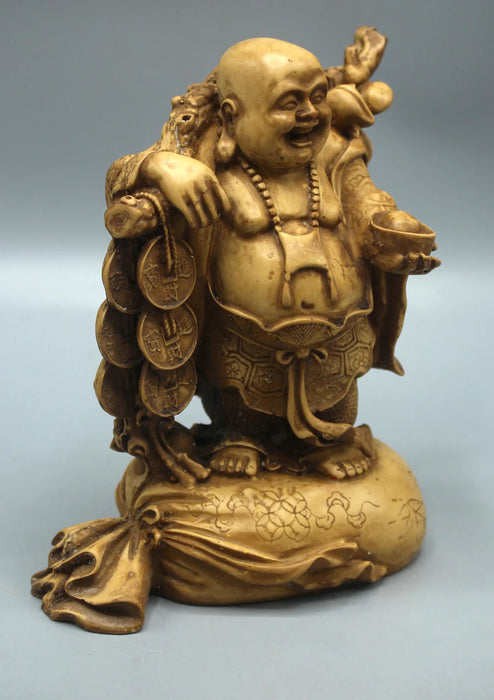 7-Inch Laughing Buddha Resin Statue - Symbol of Happiness and Prosperity