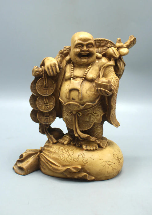 7-Inch Laughing Buddha Resin Statue - Symbol of Happiness and Prosperity